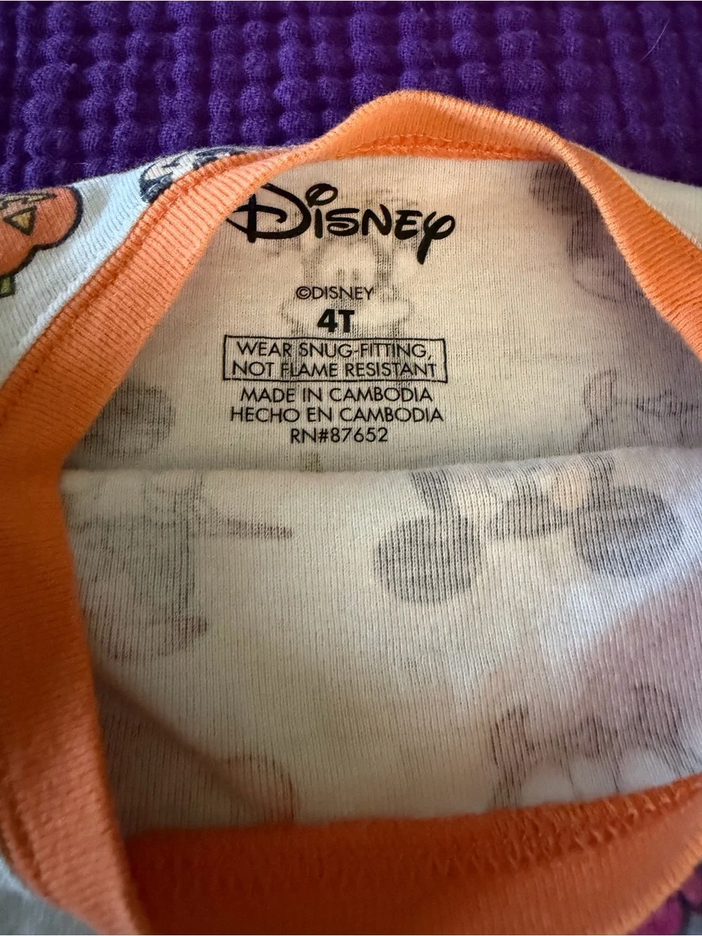 Disney White Orange Halloween Mickey & Friends Two-Piece